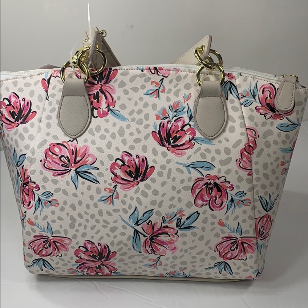 Betsey Johnson white floral satchel/crossbody. NWT - Picture 3 of 8